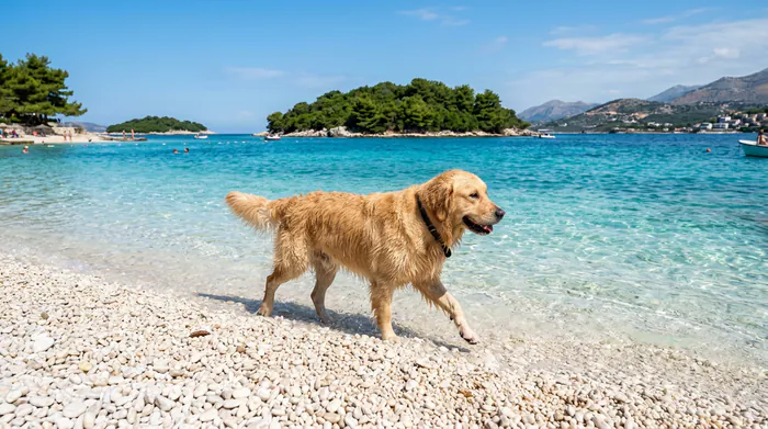 Chien en Albanie : Formalités & Conseils (Guide 2026) - Voyager en Albanie avec un chien : Évitez ces 5 erreurs - Chien en Albanie : Est-ce dangereux ? Notre guide complet Chien heureux à la fenêtre d'une voiture pour un roadtrip en Albanie.