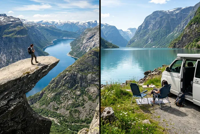 Fjords de Norvège en été : guide ultime et budget 2026 - Visiter les fjords de Norvège en été sans vous ruiner ! - Comment visiter les fjords de Norvège en été sans foule ? Randonnée au Lysefjord et road trip en van en Norvège