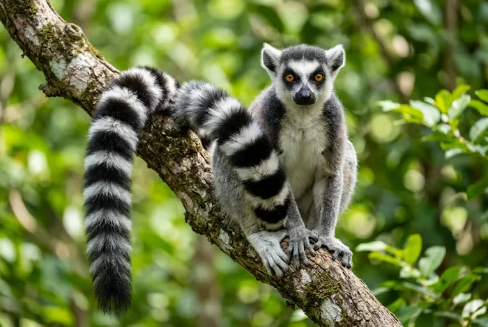 Itinéraire à Madagascar : 3 Circuits Parfaits (2026) - 3 Itinéraires Incroyables à Madagascar : Guide 2026 - Quel Itinéraire Choisir à Madagascar ? Nos 3 Circuits Gros plan sur un lémurien Maki Catta à la queue annelée à Madagascar.