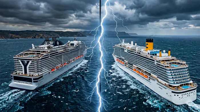 MSC ou Costa : Choisir en 2026 - MSC vs Costa : Guide Ultime - MSC ou Costa ? Le match vérité Miniature comparative des paquebots MSC et Costa face à face.